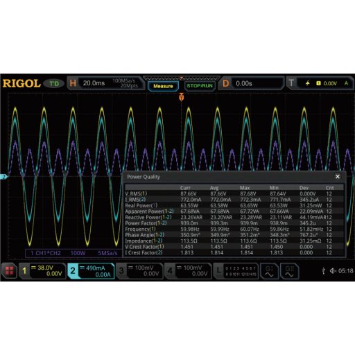 Rigol MSO5000-PWR teljesítmény analízis opció